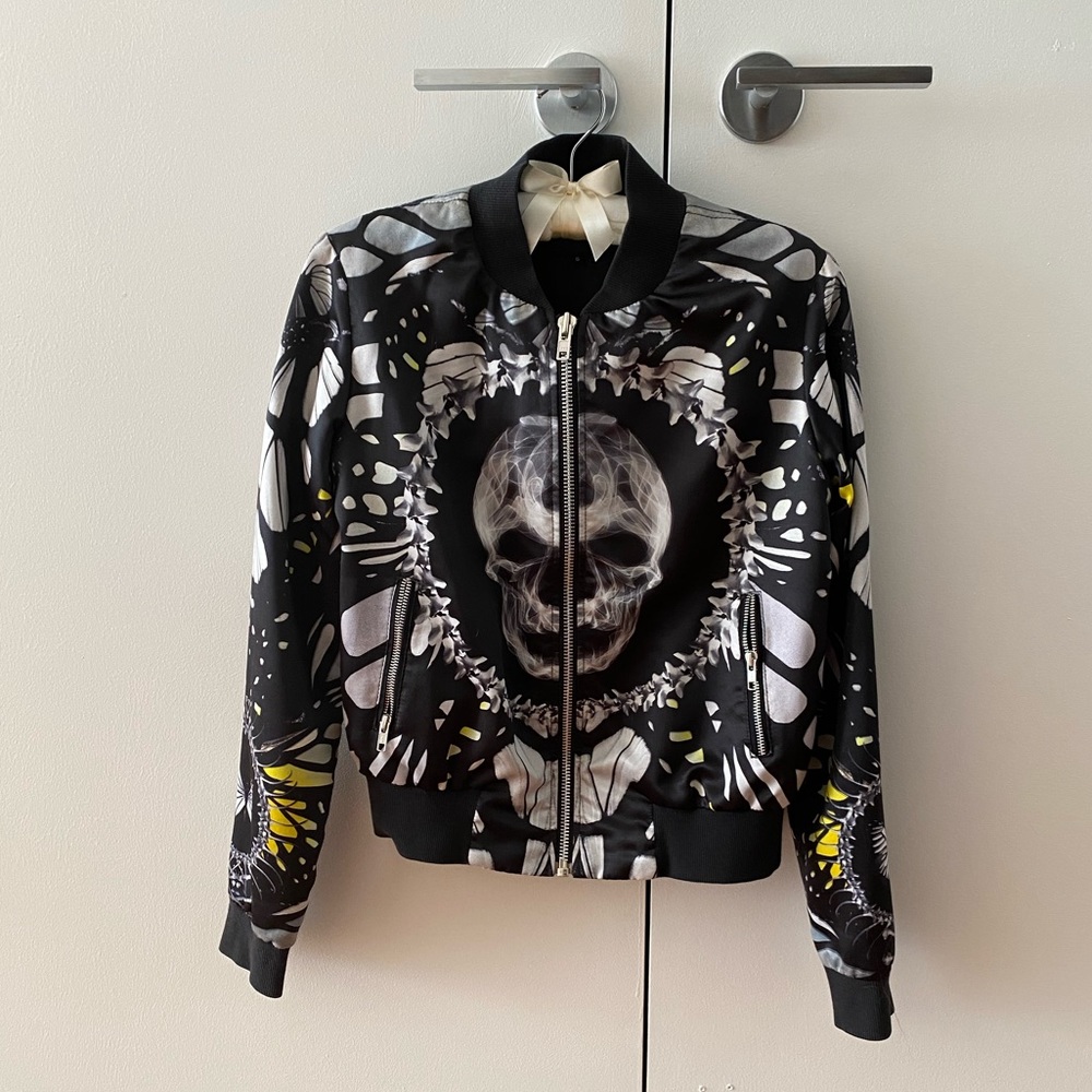 Skingraft satin scull butterfly jacket